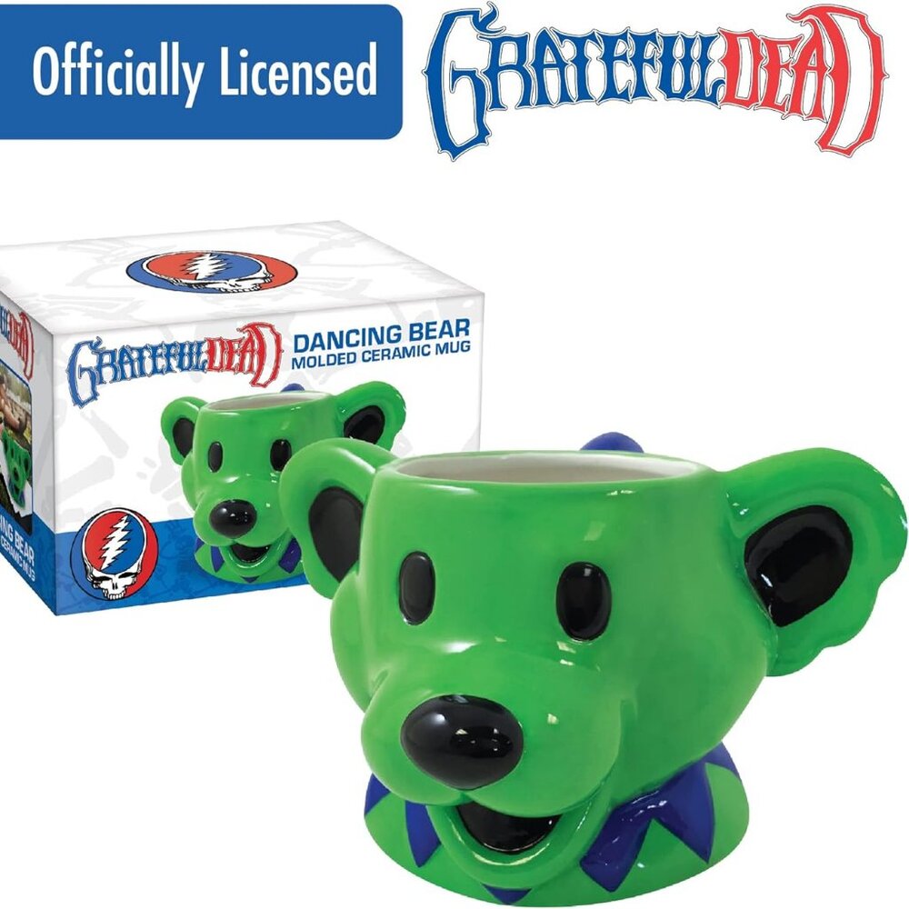 Grateful Dead Dancing Bear Molded Ceramic Mug 18 oz Green Edition New In Box